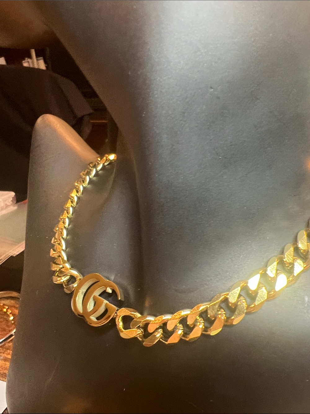 Gold-Tone Double G Cuban Link Necklace - Picture 3 of 8